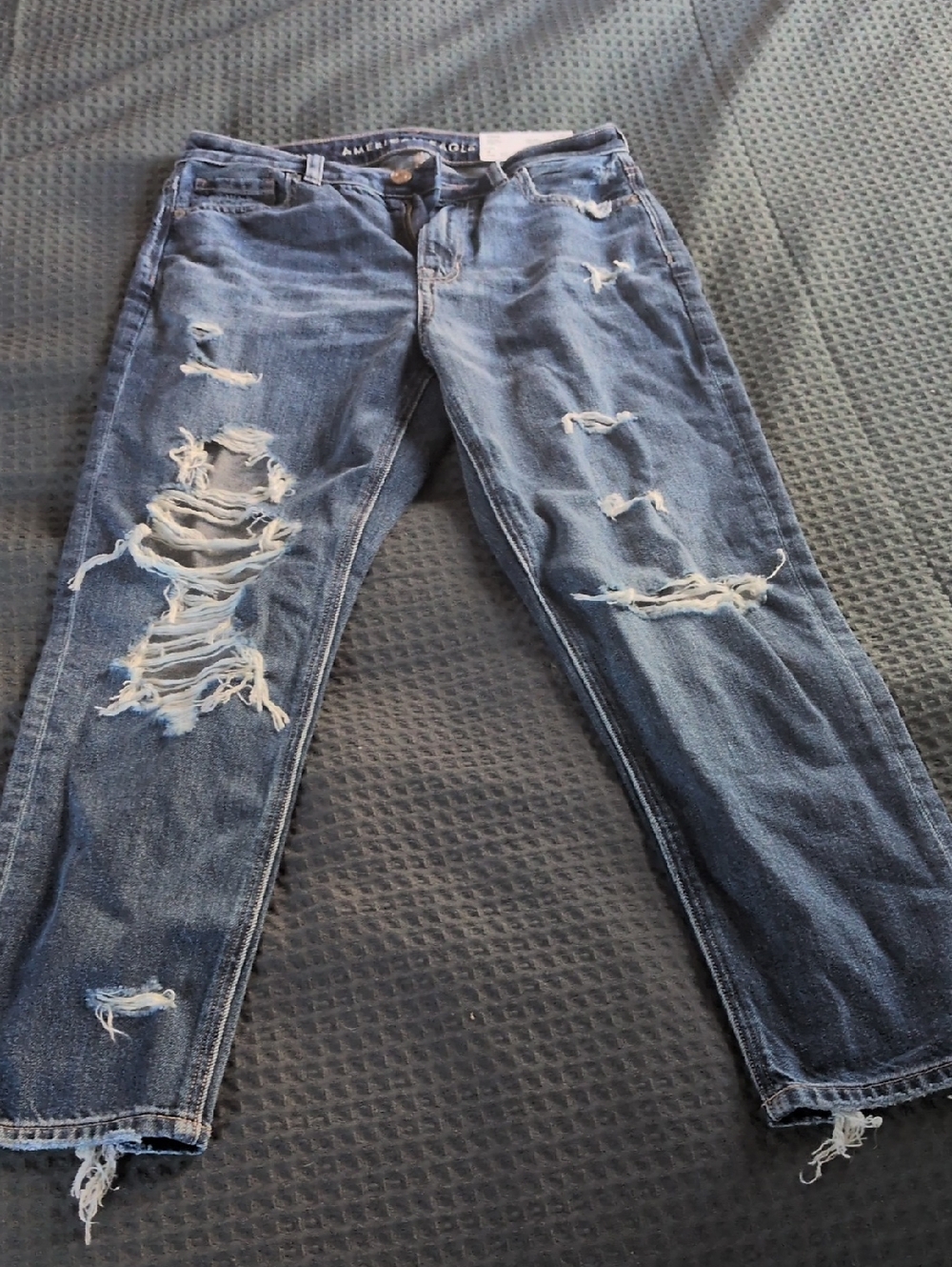 American Eagle Outfitters Distressed Blue Straight Jeans